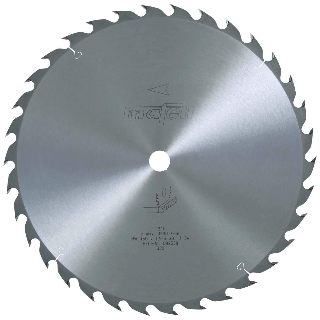 Sägeblatt-HM, 450 x 2,5/4,5 x 30 mm, Z 34, WZ, für Feinschnitte in Holz Produktbild img1 L