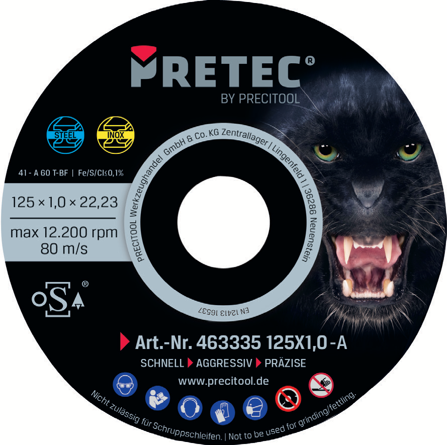 Trennscheibe STEEL + INOX Ø 125 X 1,0 mm  -PRETEC- Produktbild img1 L