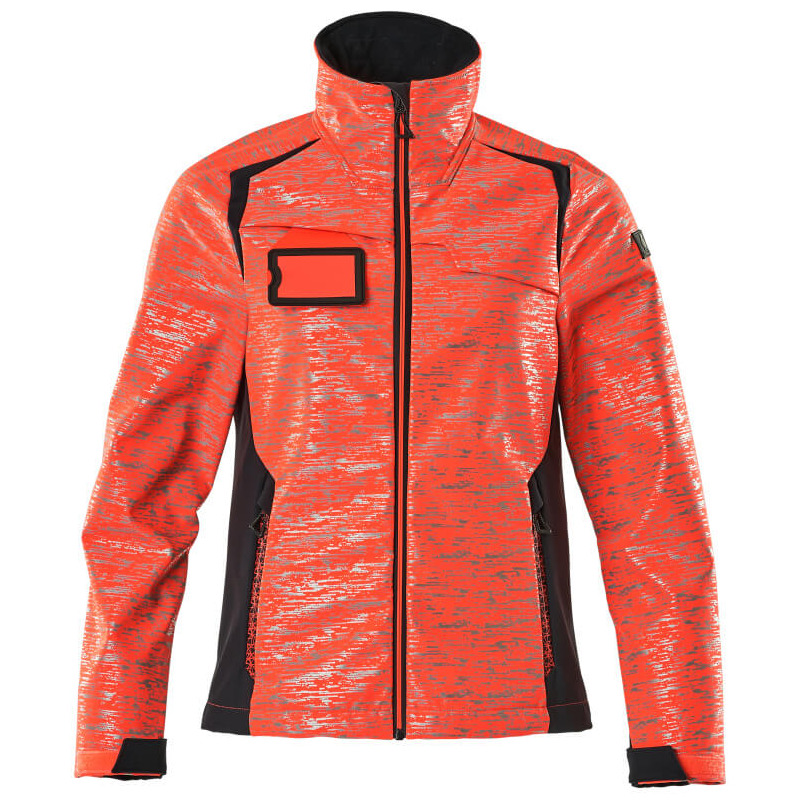 Soft Shell Jacke, Reflexeffekte, Damen Soft Shell Jacke Hi-vis rot/schwarzblau Produktbild img1 L
