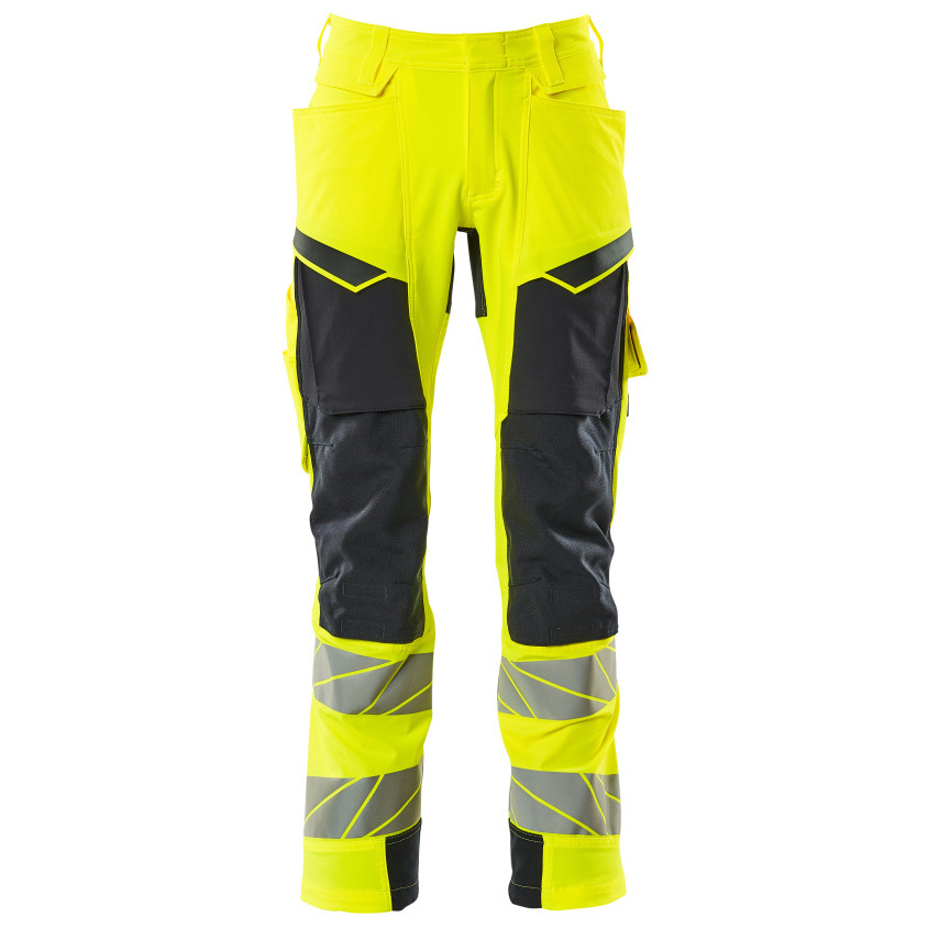 Hose mit Knietaschen, ULTIMATE STRETCH Hose hi-vis gelb/schwarzblau Produktbild img1 L