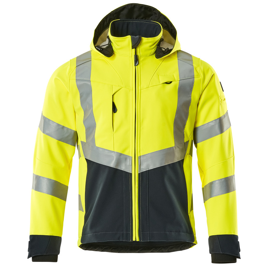 MASCOT® Blackpool Soft Shell Jacke Größe S, hi-vis gelb/schwarzblau Produktbild img1 L
