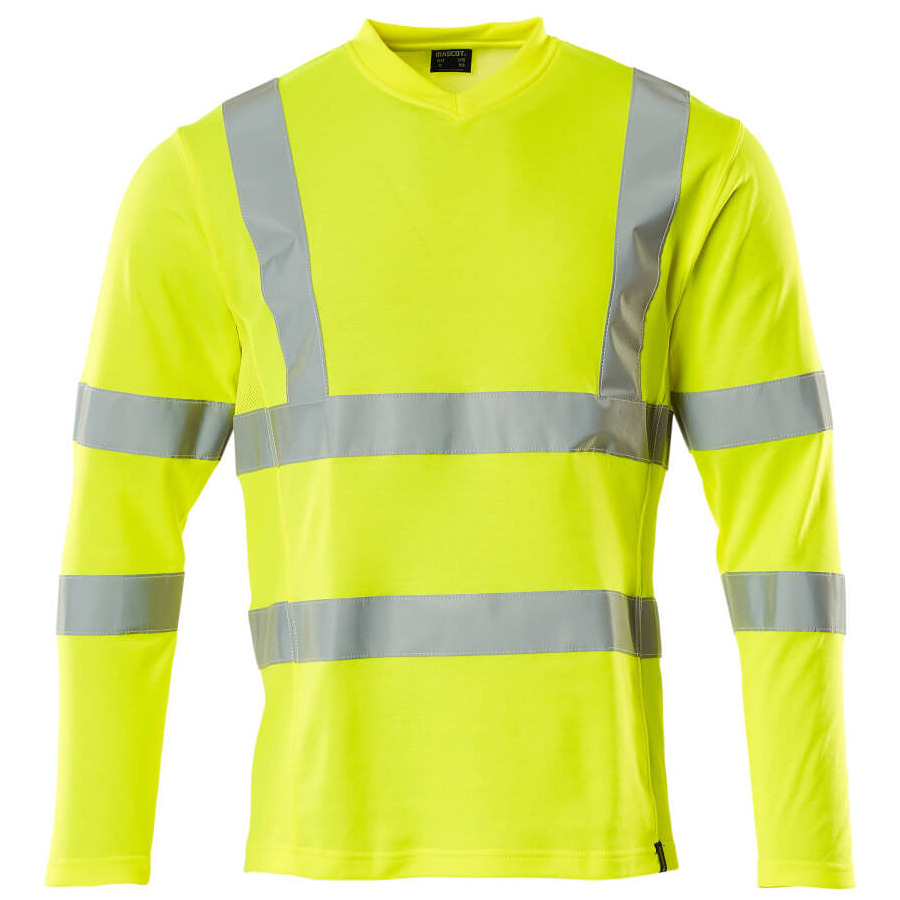 T-Shirt, V-Ausschnitt, lange Ärmel T-shirt Größe 4XL, hi-vis gelb Produktbild img1 L