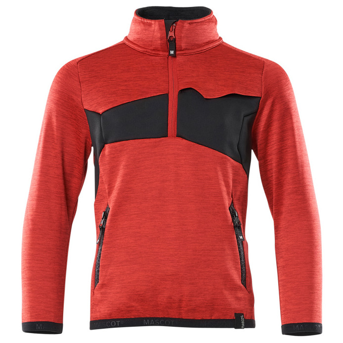 Fleecepullover für Kinder, kurzer Zipper Pullover für Kinder Größe 116, verkehrsrot/schwarz Produktbild img1 L