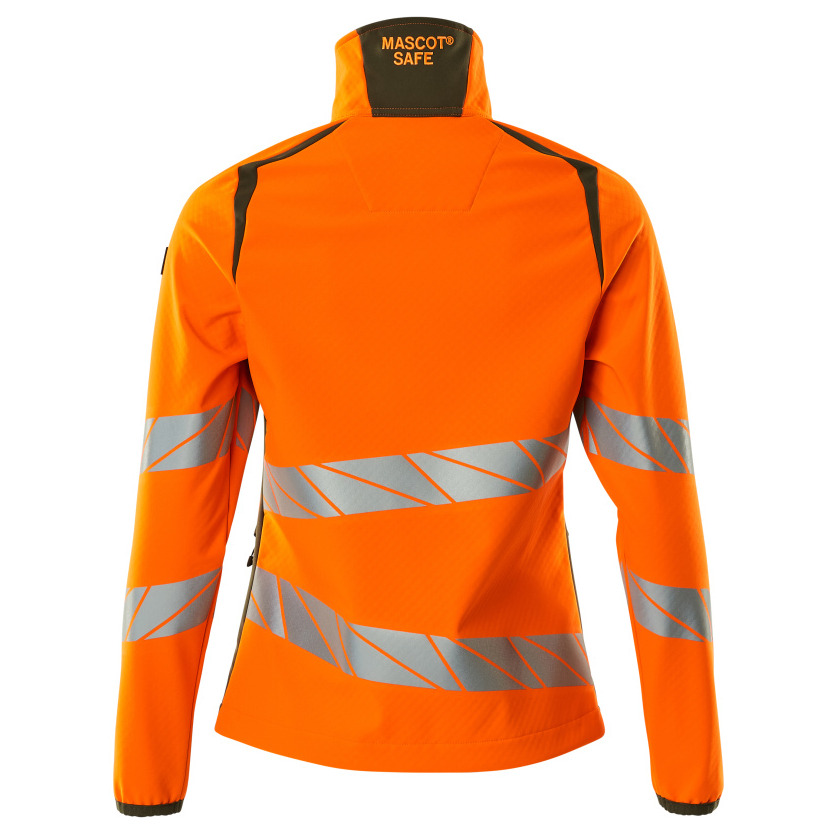 Soft Shell Jacke, Damenpassform Soft Shell Jacke Größe 4XL, hi-vis orange/moosgrün Produktbild img4 L