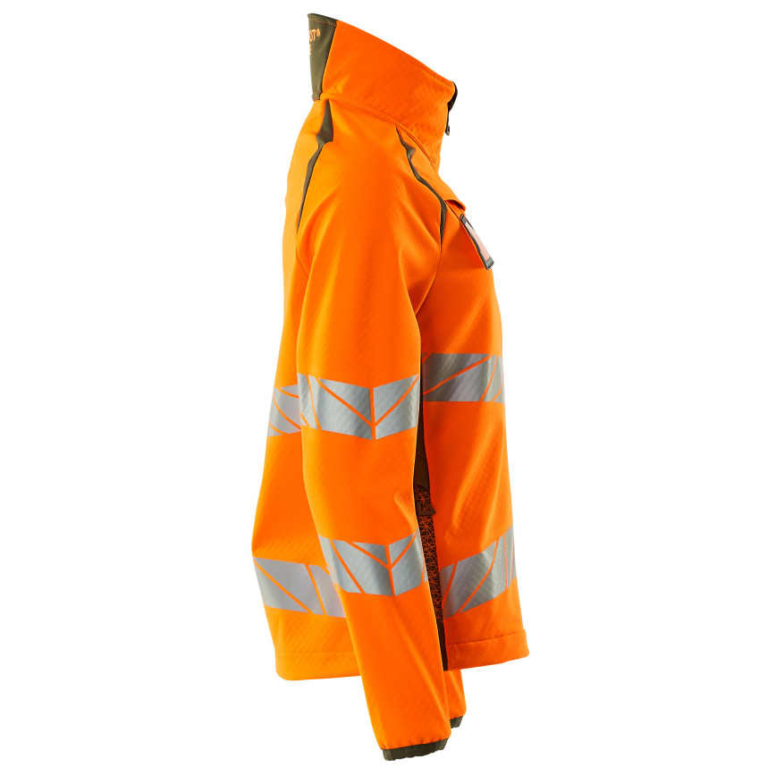 Soft Shell Jacke, Damenpassform Soft Shell Jacke Größe 4XL, hi-vis orange/moosgrün Produktbild img5 L