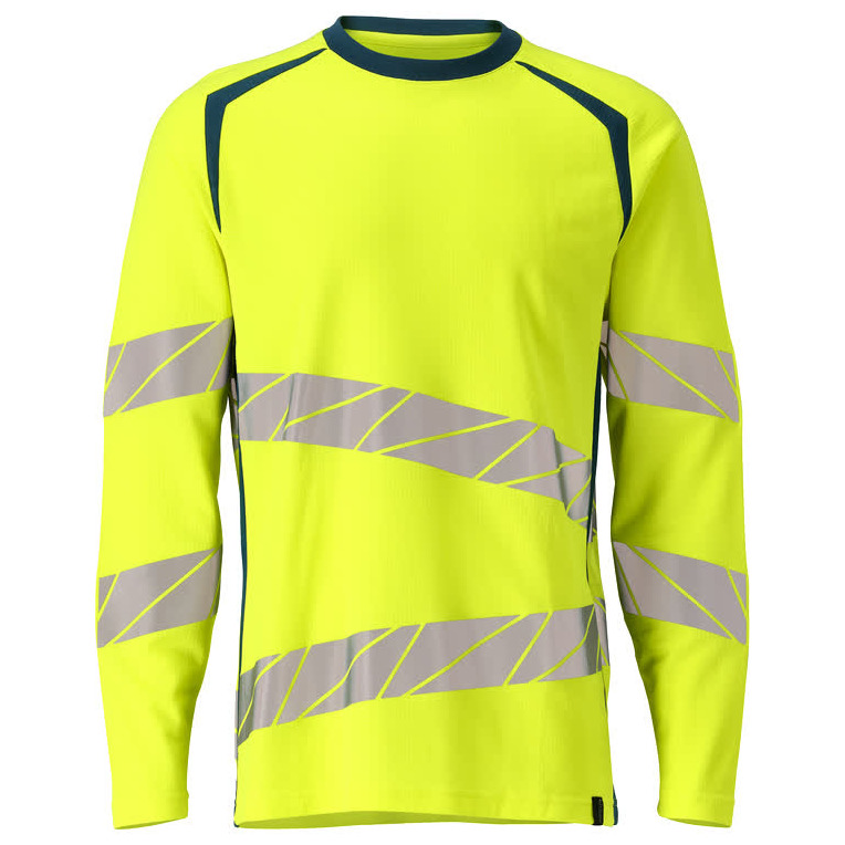 T-Shirt, Langarm, moderne Passform T-shirt Größe 3XLONE, hi-vis gelb/dunkelpetroleum Produktbild img1 L