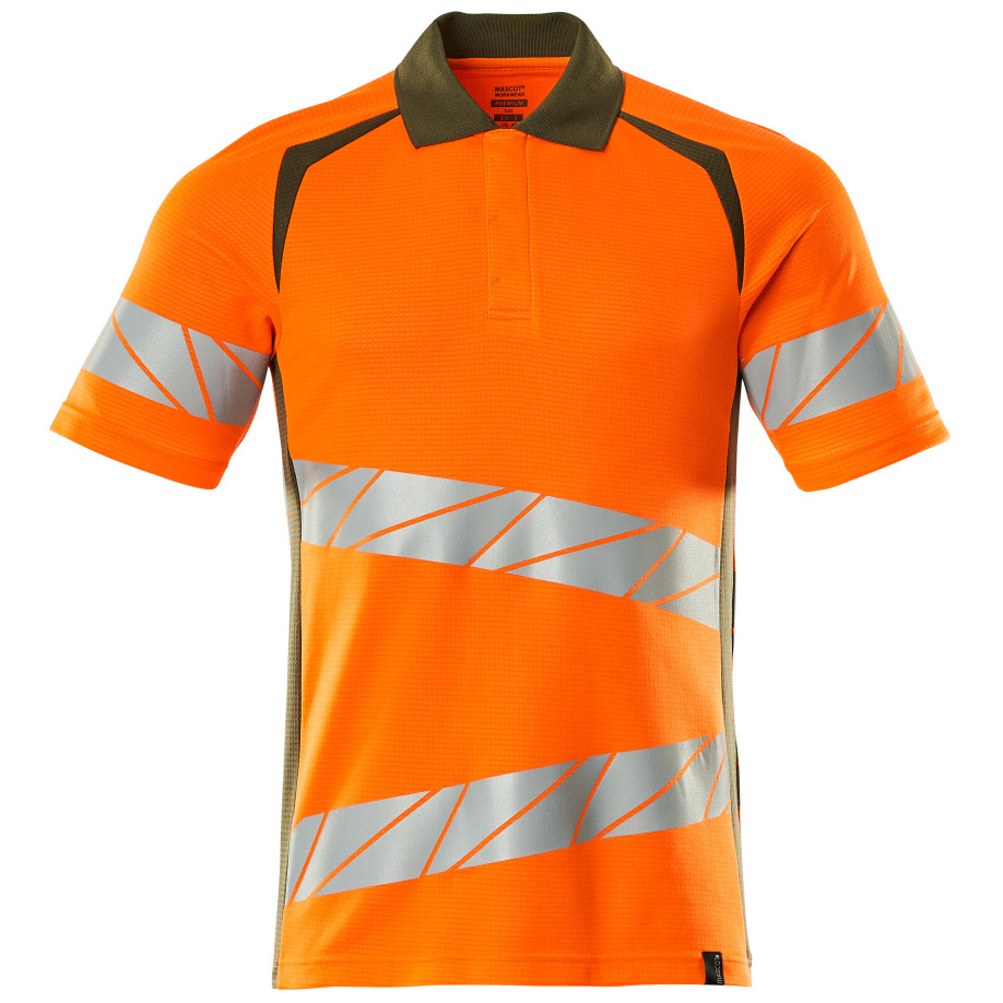 Polo-Shirt, moderne Passform Polo-shirt Größe 2XLONE, hi-vis orange/moosgrün Produktbild img1 L