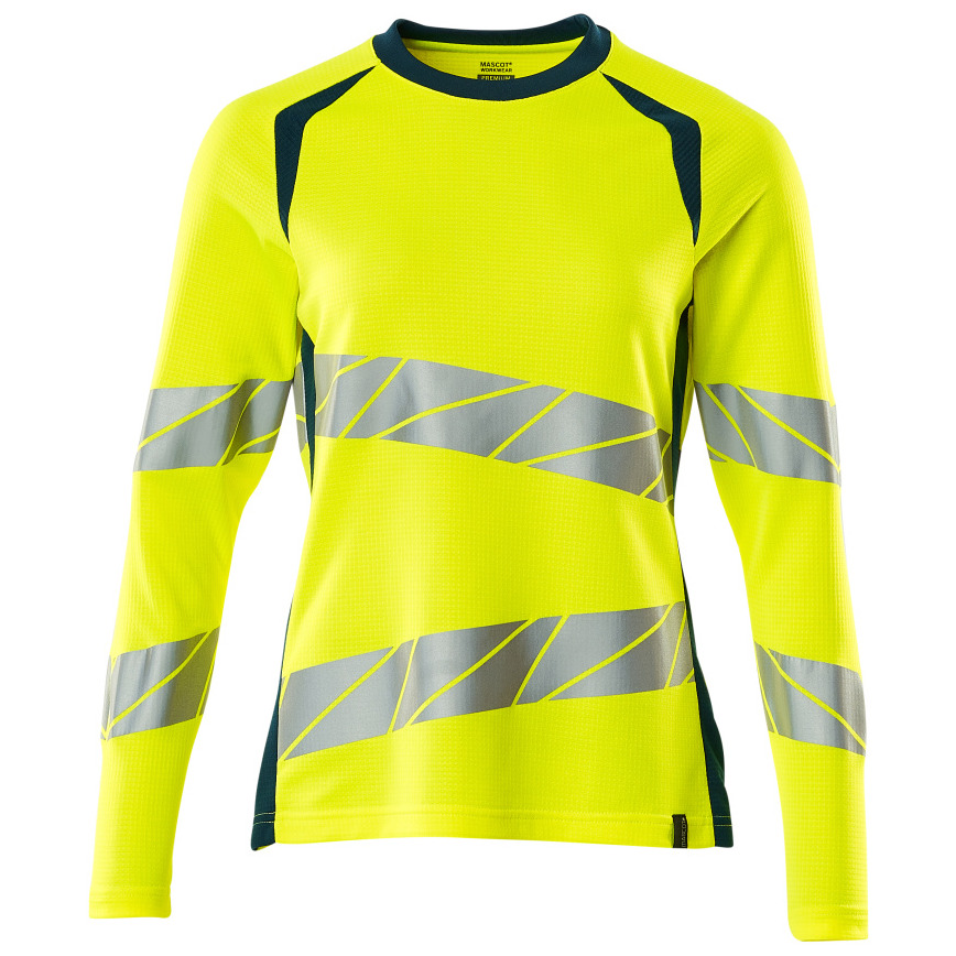 T-Shirt, Langarm, Damenpassform T-shirt Größe 4XLONE, hi-vis gelb/dunkelpetroleum Produktbild img1 L