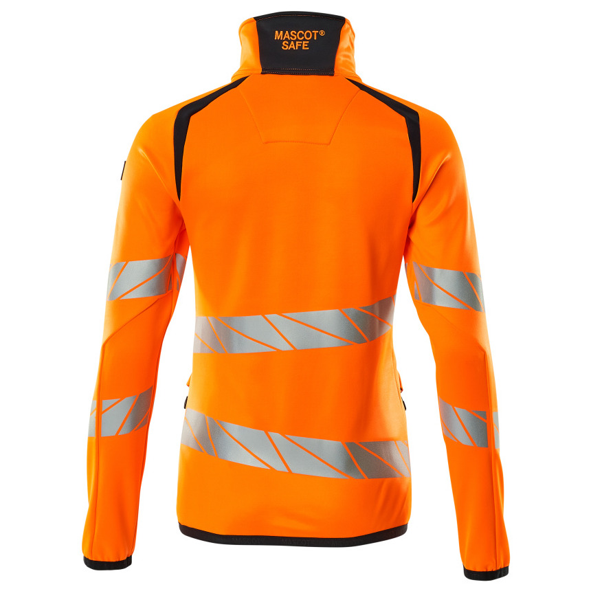 Fleecepullover mit Reißverschluss, Damen Microfleecejacke Multisafe Größe 3XL, hi-vis orange/schwarzblau Produktbild img4 L