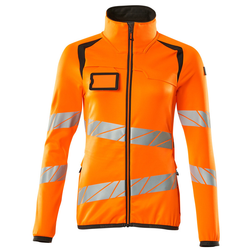 Fleecepullover mit Reißverschluss, Damen Microfleecejacke Größe 4XL, hi-vis orange/dunkelanthrazit Produktbild img1 L