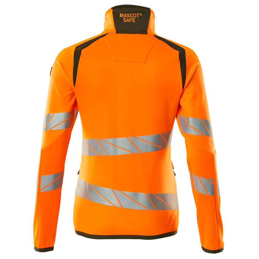 Fleecepullover mit Reißverschluss, Damen Microfleecejacke Multisafe Größe 4XL, hi-vis orange/moosgrün Produktbild img4 L