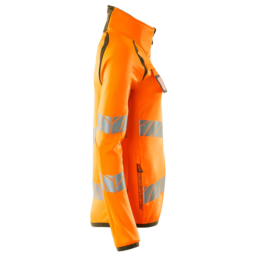 Fleecepullover mit Reißverschluss, Damen Microfleecejacke Multisafe Größe 4XL, hi-vis orange/moosgrün Produktbild img5 L