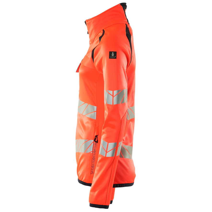 Fleecepullover mit Reißverschluss, Damen Microfleecejacke Multisafe Größe 4XL, Hi-vis rot/schwarzblau Produktbild img3 L