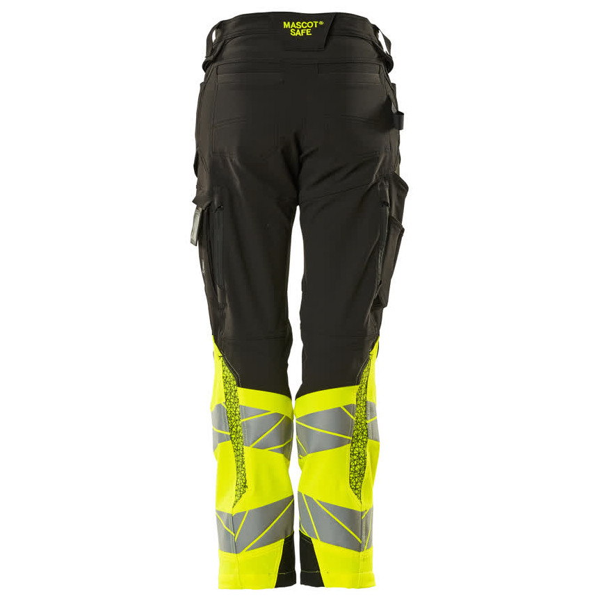 Hose, Damen,DIAMOND, Knietaschen,Stretch Hose Größe 82C36, schwarz/hi-vis gelb Produktbild img4 L