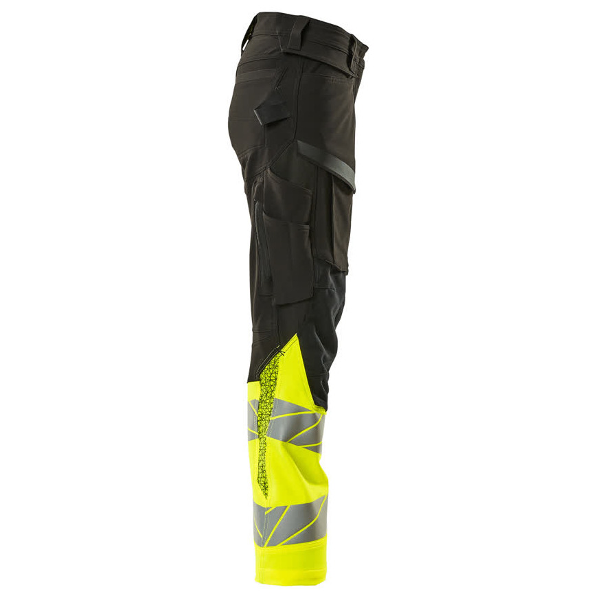 Hose, Damen,DIAMOND, Knietaschen,Stretch Hose Größe 82C36, schwarz/hi-vis gelb Produktbild img5 L