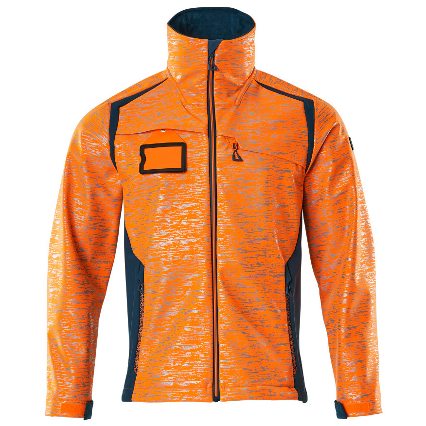 Soft Shell Jacke mit Reflexeffekte Soft Shell Jacke Größe S, hi-vis orange/dunkelpetroleum Produktbild img1 L