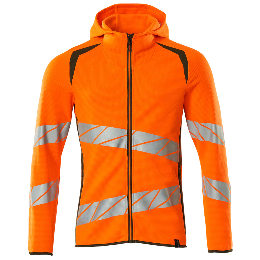 Sweatshirt mit Kapuze, moderne Passform Kapuzensweatshirt Größe XS, hi-vis orange/moosgrün Produktbild img1 L
