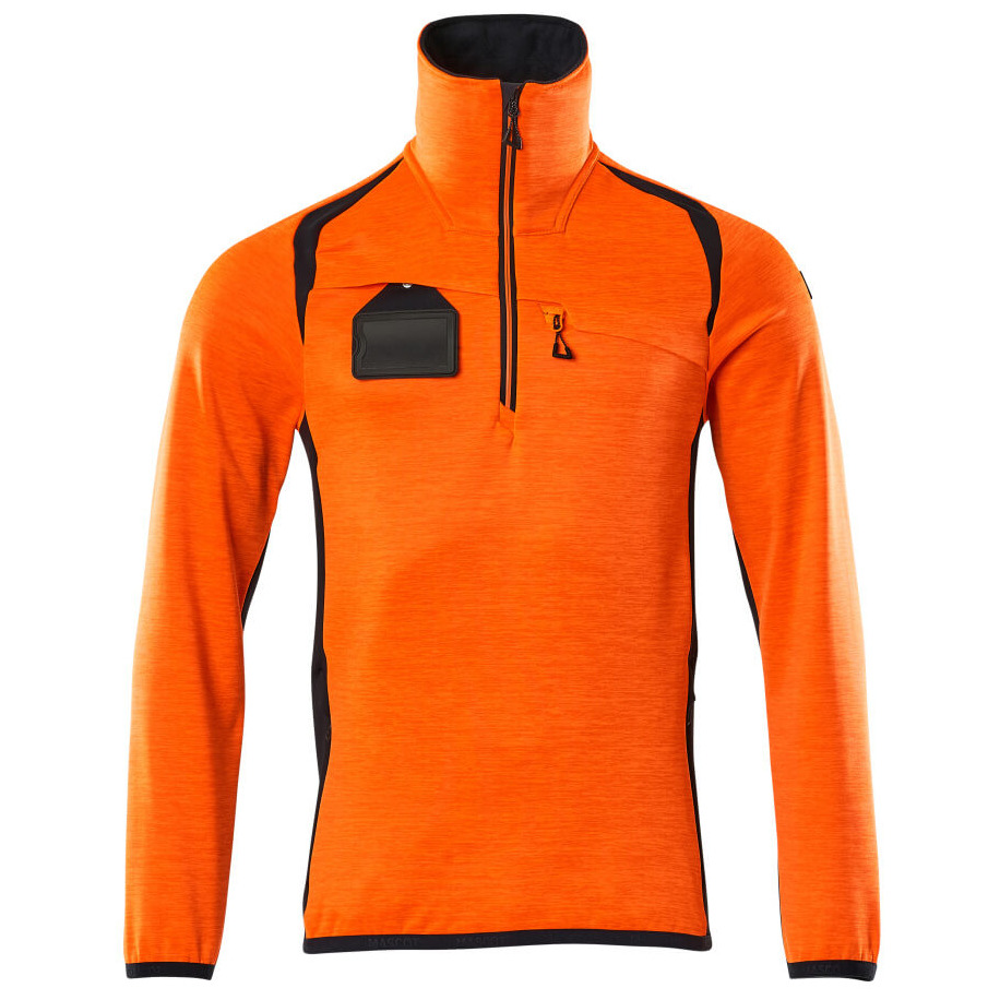 Fleecepullover mit kurzem Reißverschluss Microfleecejacke Größe XL, hi-vis orange/schwarzblau Produktbild img1 L