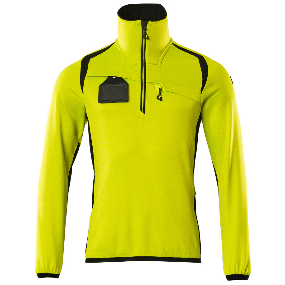 Fleecepullover mit kurzem Reißverschluss Microfleecejacke Größe 5XL, hi-vis gelb/schwarz Produktbild img1 L