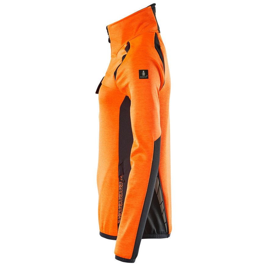Fleecepullover mit kurzem Zipper, Damen Microfleecejacke Größe XL, hi-vis orange/schwarzblau Produktbild img3 L