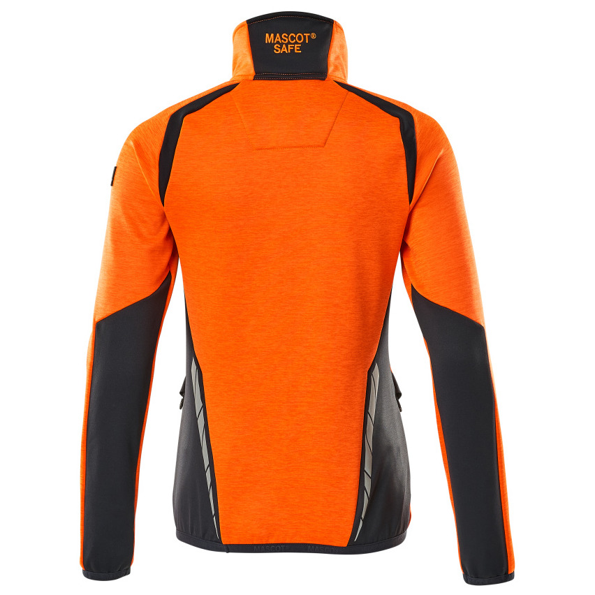 Fleecepullover mit kurzem Zipper, Damen Microfleecejacke Größe XL, hi-vis orange/schwarzblau Produktbild img4 L