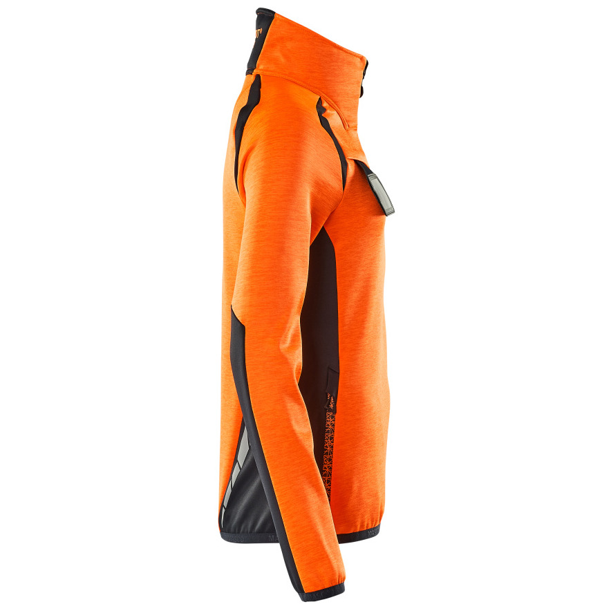 Fleecepullover mit kurzem Zipper, Damen Microfleecejacke Größe XL, hi-vis orange/schwarzblau Produktbild img5 L
