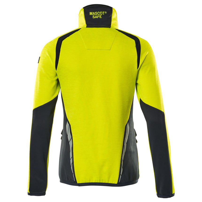 Fleecepullover mit kurzem Zipper, Damen Microfleecejacke Größe XL, hi-vis gelb/schwarzblau Produktbild img4 L