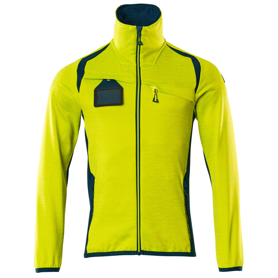Fleecepullover mit Reißverschluss Microfleecejacke Größe 4XL, hi-vis gelb/dunkelpetroleum Produktbild img1 L