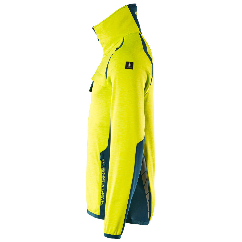 Fleecepullover mit Reißverschluss Microfleecejacke Größe 4XL, hi-vis gelb/dunkelpetroleum Produktbild img3 L