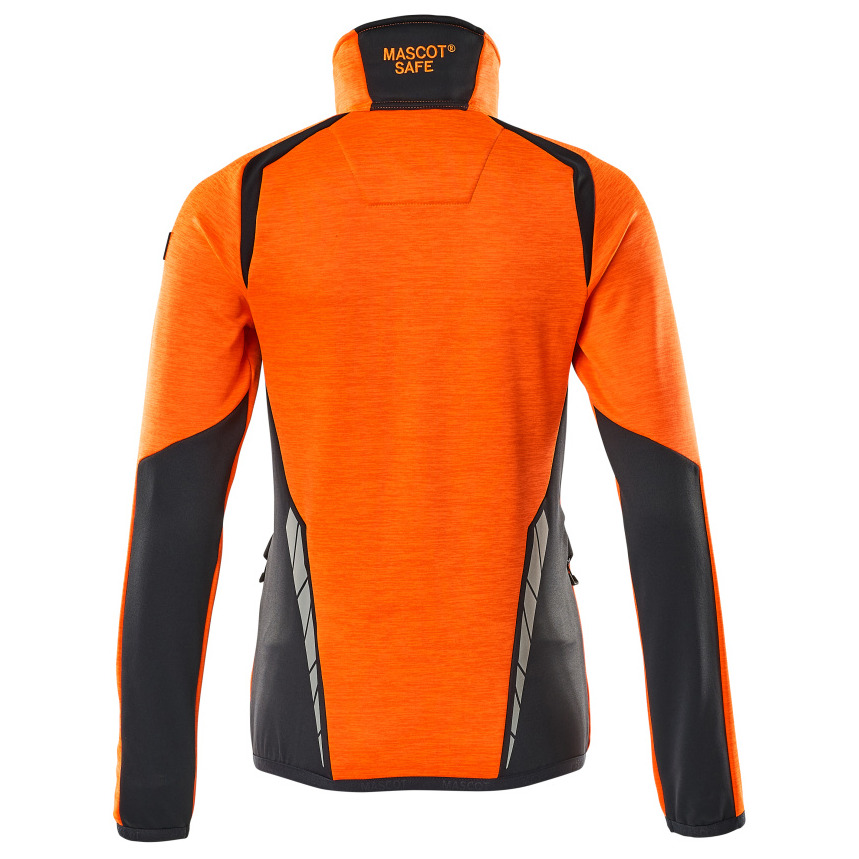 Fleecepullover mit Reißverschluss, Damen Microfleecejacke Größe L, hi-vis orange/schwarzblau Produktbild img4 L