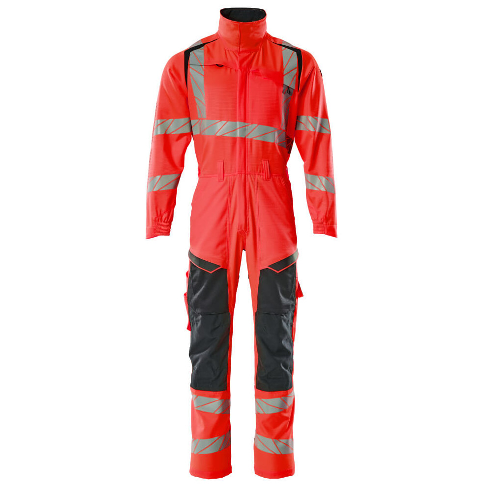 Overall, Knietaschen, Stretch-Einsätze Kombination Größe L, Hi-vis rot/schwarzblau Produktbild img1 L