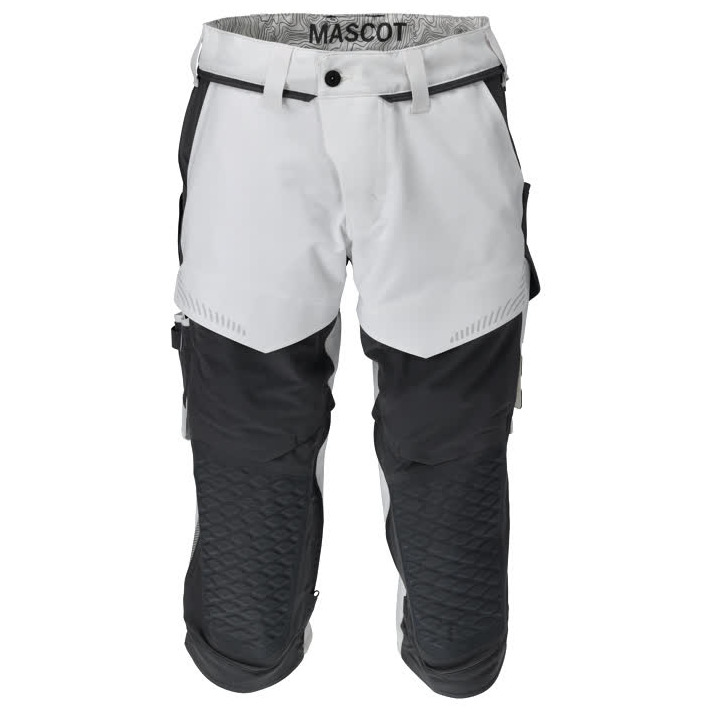 Dreiviertel-Hose, Knietaschen, Stretch Handwerker-Dreiviertel-Hose Größe C44, weiss/Anthrazitgrau Produktbild img1 L