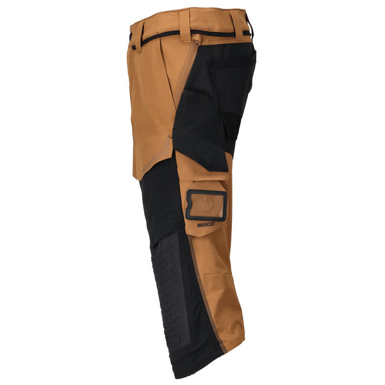 Dreiviertel-Hose, Knietaschen, Stretch Handwerker-Dreiviertel-Hose Größe C47, nussbraun/schwarz Produktbild img3 L