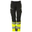 Hose, Damen,DIAMOND, Knietaschen,Stretch Hose Größe 82C36, schwarz/hi-vis gelb Produktbild img1 S