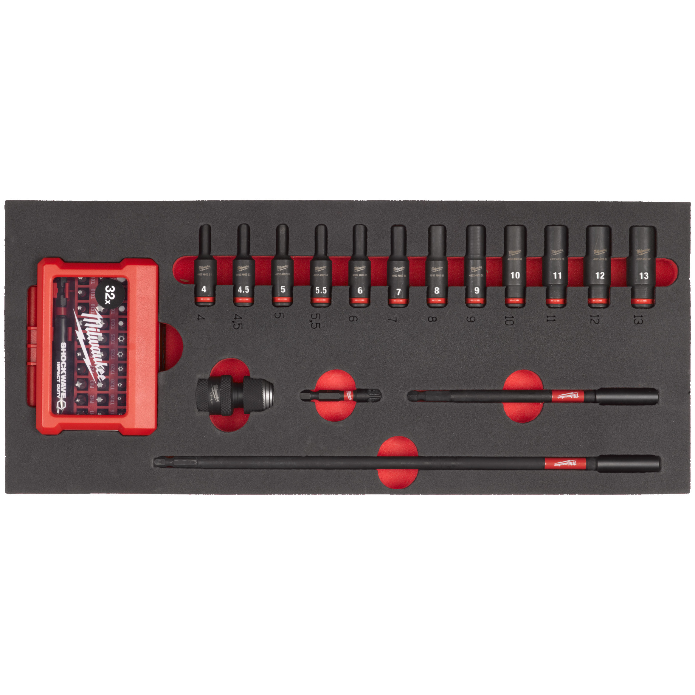 1/4" SHOCKWAVE Schlagnüsse lang Einlage 17-teilige Einlage für Werkstattwagen 78 cm Produktbild img1 L
