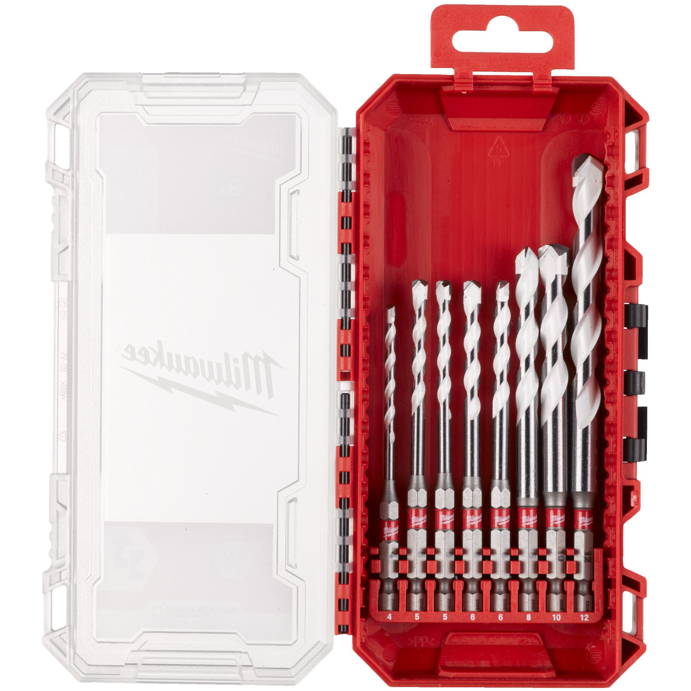 SHOCKWAVE Multimaterial Bohrer 1/4" Hex Set 8-teilig 4/5/5/6/6/8/10/12 mm in PACKOUT kompatibler Kas Produktbild img1 L