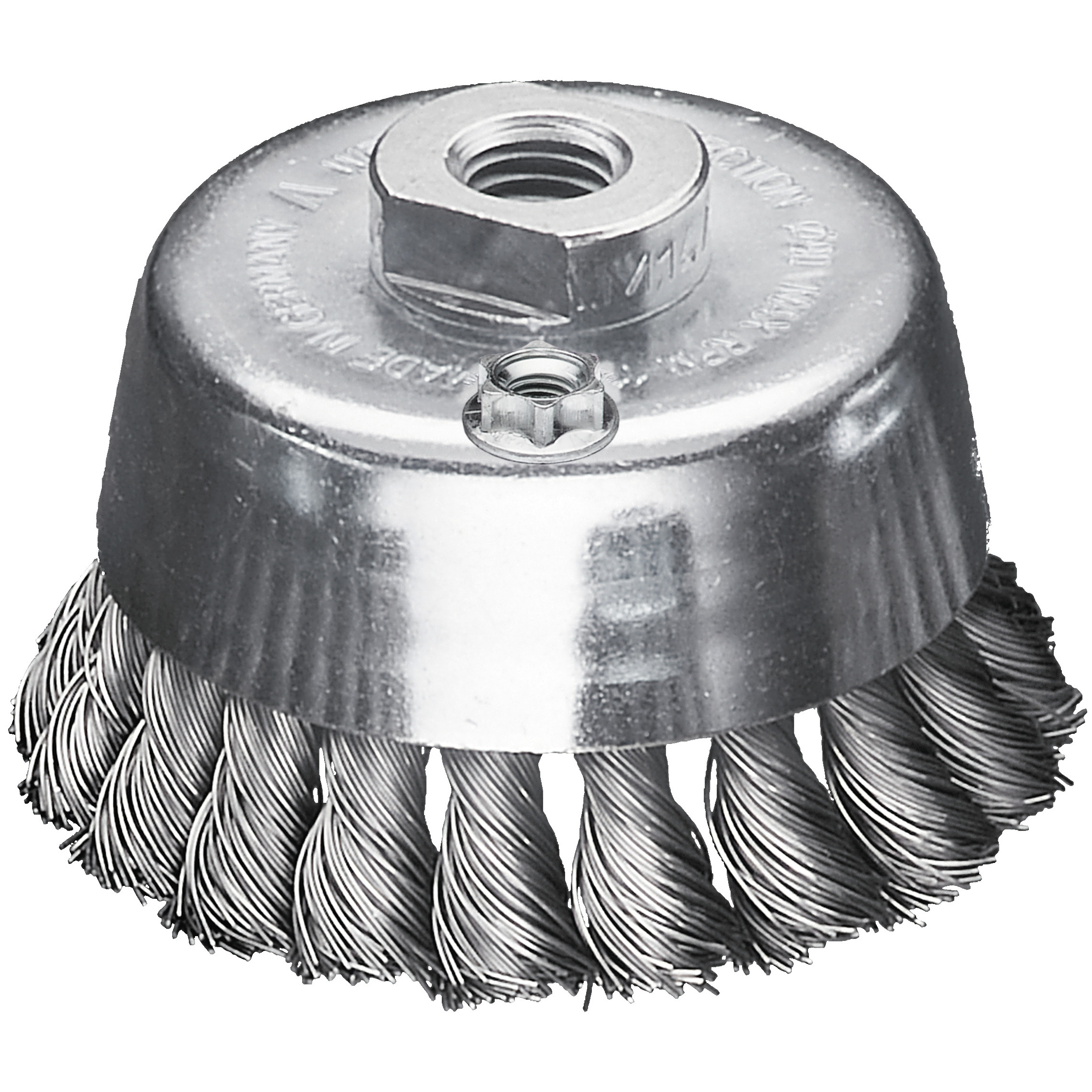 Topfbürste für Winkelschleifer, gezopft, Stahl 90 x 20 x 0,5 mm, M14 Produktbild img1 L