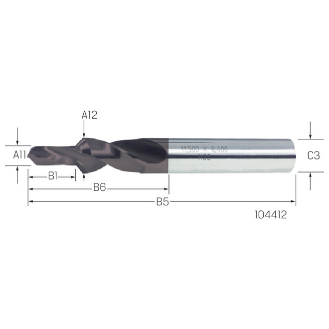 PREMUS KS-Bohrer HSS 90° Werksnorm fein TiAlN M 8 Produktbild img1 L