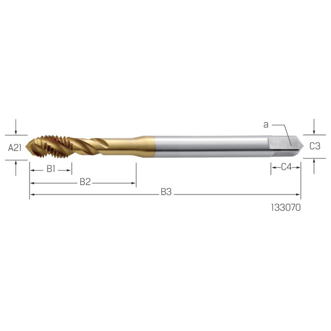 PRETEC Gew-Bohrer Stahl HSS-E DIN 371/C 6H TiN M 6x1,00 Produktbild img1 L