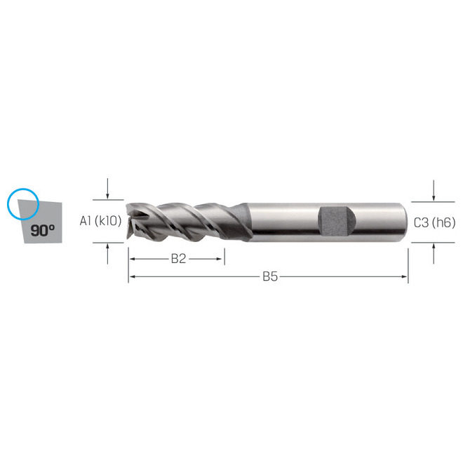 Schaftfräser HSS-Co DIN 844/W  3-L  9,00 PREMUS Produktbild img1 L