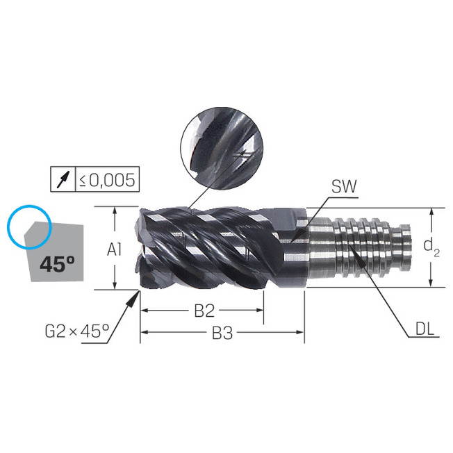 Duo Lock Fräser, Uni, Fase DL20,Z=5, 20,00x 40,0xEF=0,60 Produktbild img1 L