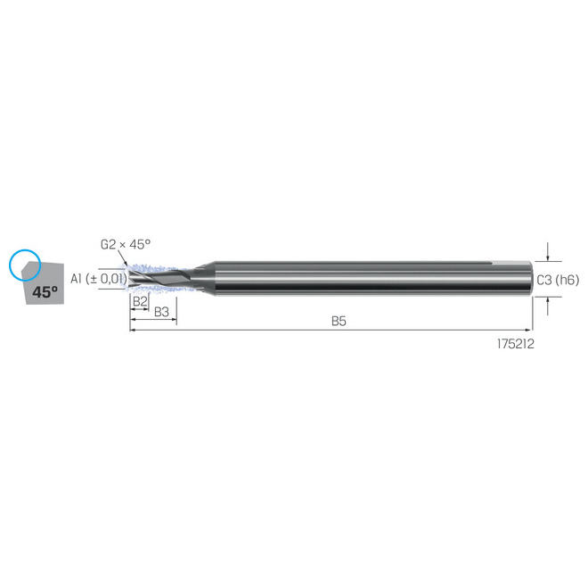 Kleinstfräser MIKRON, VHM CrazyMill Cool, 3 × A1, mit Schutzfase, eXedur RIP Produktbild img1 L