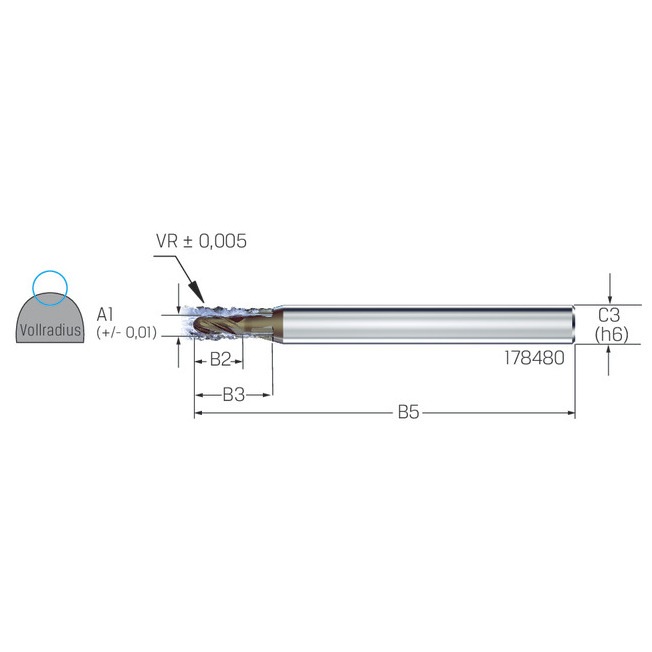 CrazyMill Cool-A VHM RIP VR 2,0xd,UNI, IK, Z4, 1,00/R=0,50 Produktbild img1 L