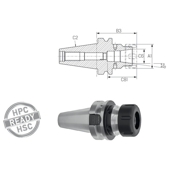 Spannzangenfutter ER HAIMER, JIS 6339B TYP ER ultra kurz Produktbild img1 L