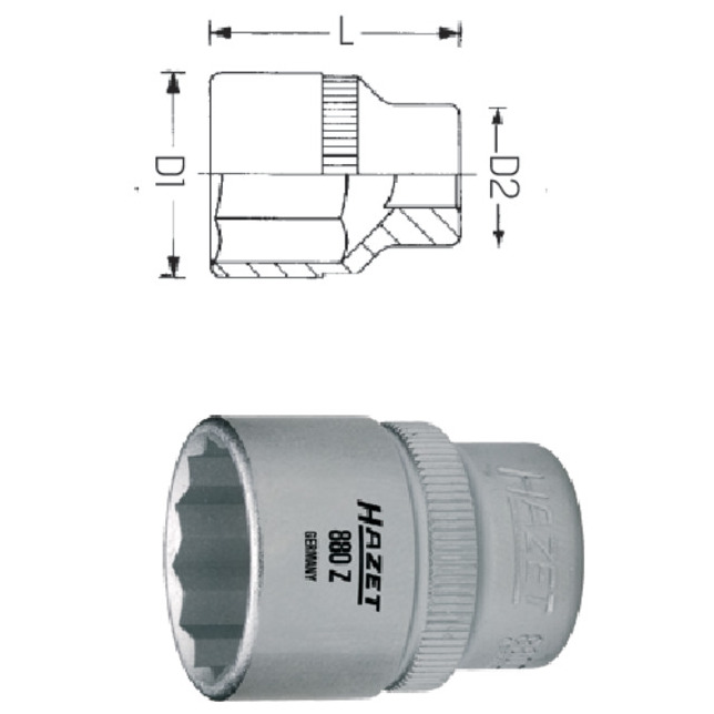 HAZET-Zwölfkant- Steckschlüssel-Einsatz, 3/8' Produktbild img1 L