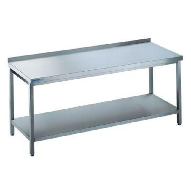 Edelstahl-Arbeitstisch PRECITOOL, mit fest eingeschweißtem Zwischenboden Produktbild img1 L