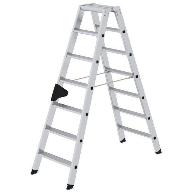 Aluminium-Stufen-Stehleiter beidseitig begehbar 2x7 Stufen Produktbild img1 L