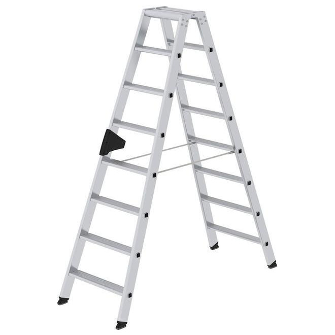 Aluminium-Stufen-Stehleiter beidseitig begehbar 2x8 Stufen Produktbild img1 L