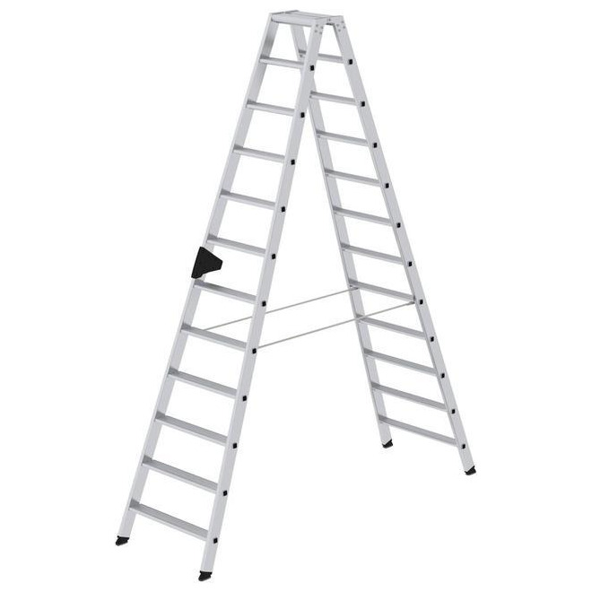 Aluminium-Stufen-Stehleiter beidseitig begehbar 2x12Stufen Produktbild img1 L