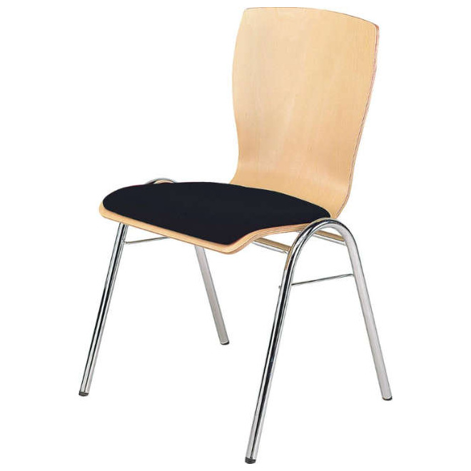 Mehrzweckstuhl NEUTRALE PRODUKTLINIE, Buche SG m. Polster schwarz Produktbild img1 L